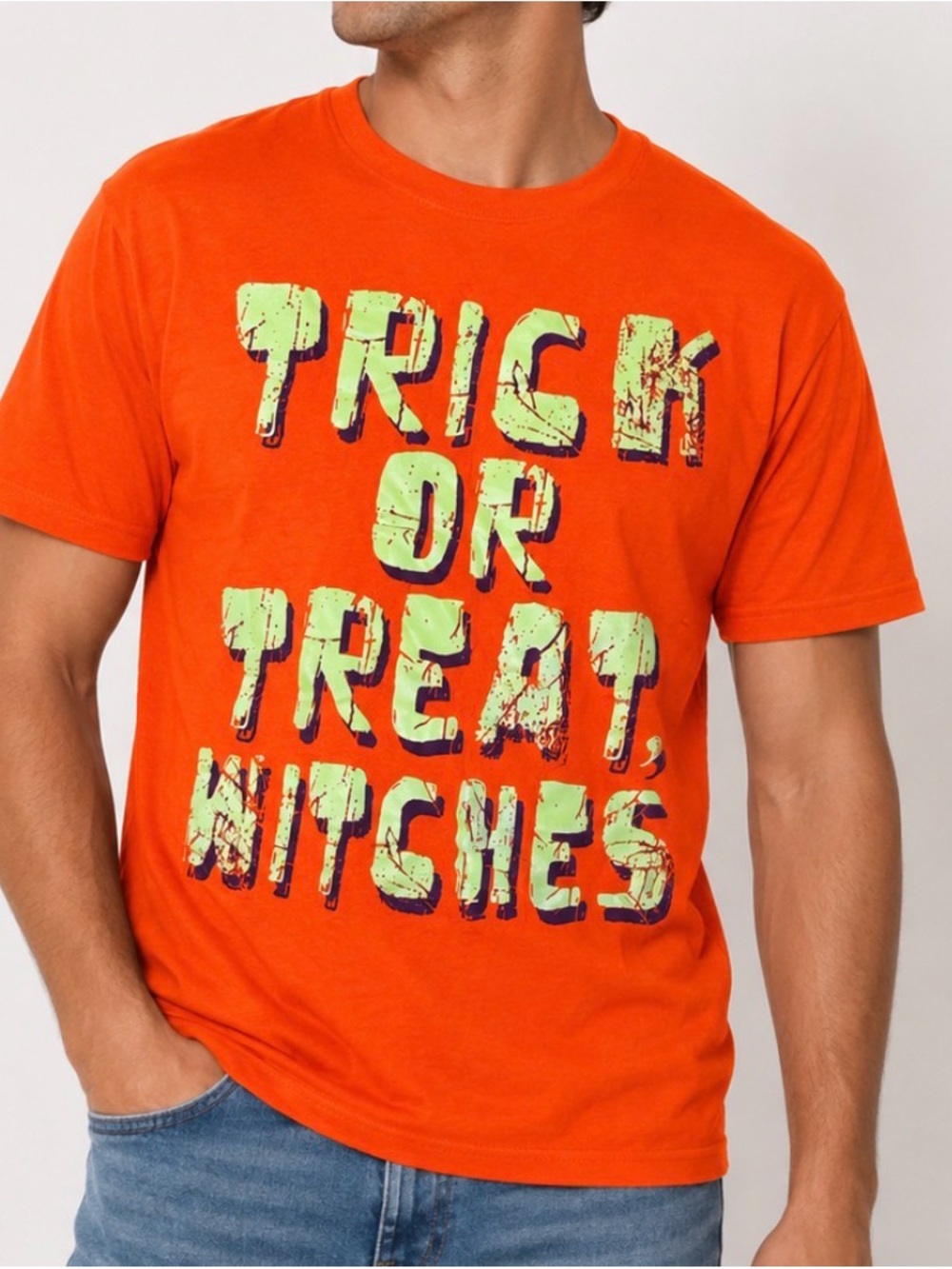 Happy Halloween Orange Jaco Lant 'Trick Or Treat, Witches' Graphic Tee men's LG